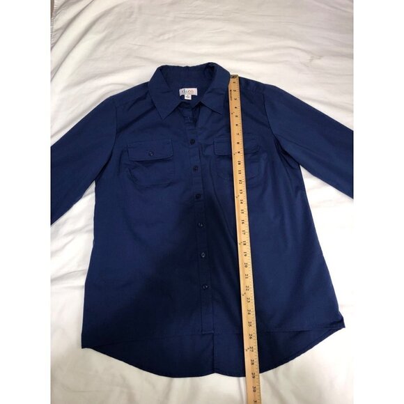 Denim & Co Womens Size S Top Button Front Long Sleeve Top Pocket Blue Tunic - Picture 7 of 9